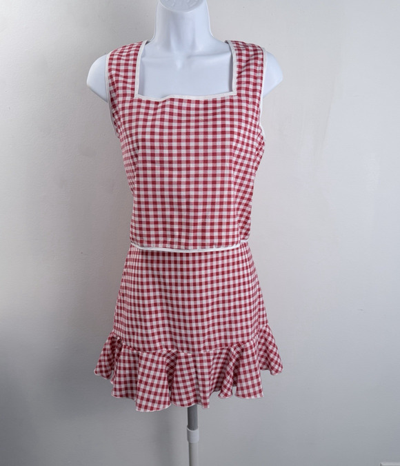 Handmade Dresses & Skirts - Handmade 2 piece set Woman's Size Small Skirt & Boxey Top Red Gingham